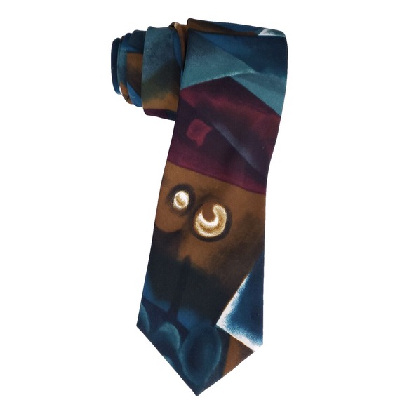 Florenzi Abstract Print Necktie Geometric Bold Colorful Graphic Tie Menswear - Picture 1 of 4
